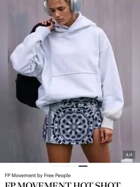 Free People Hot Shot Mini Skort Navy & White Bandana Print